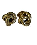Vintage Knot Stud Earrings Gold Tone Sculptural Love Knot Post Earrings - $13.50