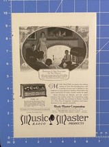 Vintage Print Ad Music Master Radio Family Listening Beside Fireplace 10&quot; x 6.5&quot; - £10.73 GBP