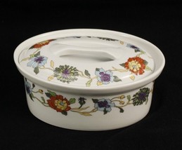 Porcelaine De Paris Oval Covered Baking Dish 1/2 Quart Fleurs Persanes - £28.76 GBP