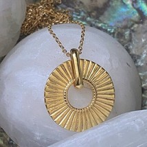 Attract Good Fortune with 18K Gold Minimalist Circle Necklace - Unisex, Handmade - £69.81 GBP