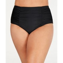 Island Escape South Beach Ruched High-Waist Bikini Swim Bottom Black 20W... - $30.00
