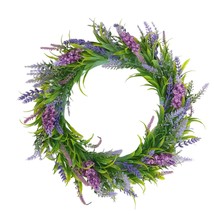 Spring Lavender Violets Purple Floral Artificial 12&quot; Wreath, Garden Cottage Farm - £14.54 GBP