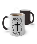 Color Changing Mug &quot;Jesus Saves&quot; in 11oz and 15 oz Sizes - $406.91 MXN+
