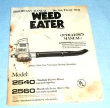 VTG WEED EATER 2540/2560 OPERATORS/OWNERS MANUAL ONLY PRINTED ON IT DO N... - €8,01 EUR