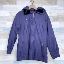 Jones New York Vintage Insulated Winter Jacket Blue Velvet Collar Womens Small - £85.43 GBP