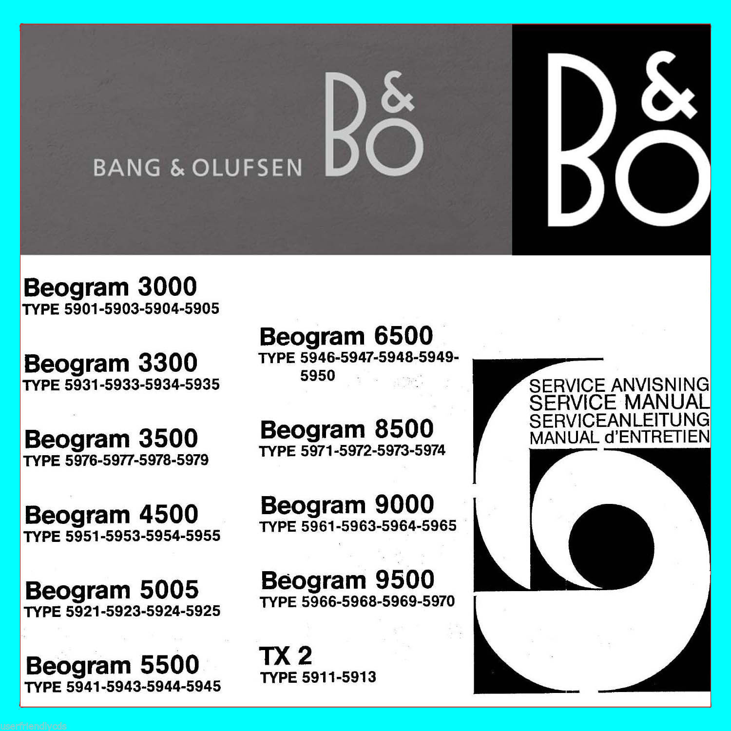 Bang & Olufsen B&O SERVICE MANUALS Schematics & Owners Manual BIGGEST SET CD - $17.95