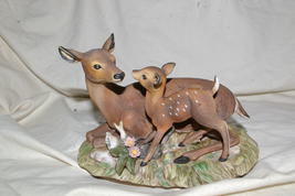 Homco Masterpiece Porcelain Sweet Deer Fawn With Mother Home Interiors &amp;... - $23.00