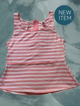 Icon Apparel Womens Tank Top Pink White Striped M Zip Back Racerback Str... - $9.49