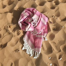 Shades of Pink Striped Design Turkish Beach Blanket - $840.68 MXN