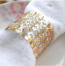 100pcs Laser Cut Napkin Ring Metallic Paper Napkin Rings for Wedding Decoration - £27.11 GBP