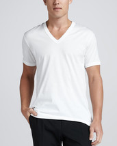 New Men&#39;s Heavy Weight Classic Sport Gym Undershirt Cotton V Neck T Shirt White - £15.93 GBP