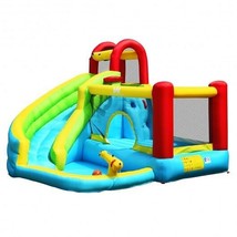 6-in-1 Inflatable Bounce House with Climbing Wall and Basketball Hoop without B - £242.55 GBP