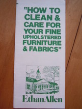 Vintage Ethan Allen Furniture And Fabirc Care Booklet 1980 - $4.99