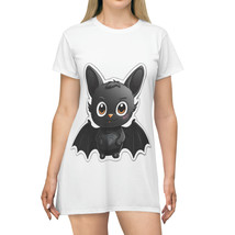 Cartoon Bat Black and White, T-Shirt Dress (AOP) 100% Polyester, Unique ... - £34.01 GBP+
