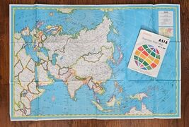 Vintage HAMOND Asia Lithographed Superior Wall Map 50&quot;x33&quot; - $19.04