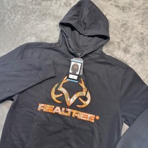 Realtree Black Camo Logo Hoodie Mens Large Sweatshirt Pullover Hunting New - $552.28 MXN