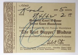 Forest Lawn Mausoleum &quot;The Last Supper&quot; Window Admission Ticket 1942 Gle... - $10.00