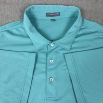 Peter Millar Summer Comfort Men’s 2XL Polo Shirt Green Striped Golf Perf... - $21.29