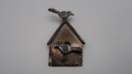 Vintage Anne Harvey Sterling Silver Bird House Brooch 4.8cm BB10 - $43.79