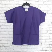 WS Fundamentals by White Swan Scrub Top Womens Small Purple Short Sleeve V Neck - £12.56 GBP