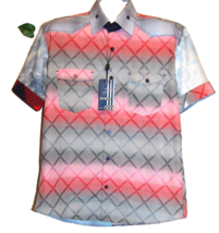 Mondo Blue Pink Plaid Designs Cotton Fancywork Men Dress Shirt Size 2XL - £101.54 GBP