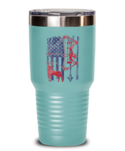 Hunting Tumbler Hunting Bow Deer American Flag Teal-T-30oz  - $30.95