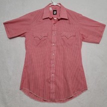 Karman Mens Shirt Sz 16 Open Range Pearl Snap Red Western Long Tail Shor... - £14.54 GBP