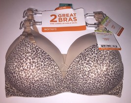 Two WARNERS 4003 Wire Free Light Natural Lift Bras Nude / Animal NWT $60 Retail - £34.34 GBP