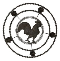 16&quot;D Vintage Rustic Country Farm Rooster Chicken Metal Wall Circle Decor Plaque - £31.44 GBP