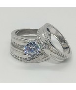 Diamanti Finti Matrimonio Sterling Trio Lui Lei Sposa Fascia Anello Fida... - €154,34 EUR