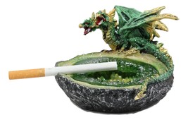 Green Hydra Dragon Guarding Emerald Pool Crystal Quarry Cigarette Ashtra... - $22.99