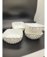 Vintage white milk glass Hobnai 4 Berry bowls Beautiful!! - $19.80