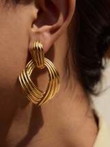 18K Gold-Plated Stainless Steel Geometric Drop Earrings - $20.24