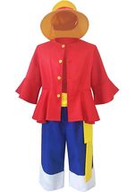 ZYHCOS Mens Red Tops Suits With Straw Hats Pirate Halloween Cosplay Cost... - £28.58 GBP