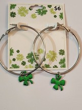 St. Patrick Day Women's Fashion Earrings Irish Green Shamrock Hoop Earrings - £5.37 GBP