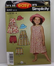 Vintage Simplicity 4262 Sewing Pattern Child&#39;s Sz 1/2-4 Dress Panties Hat - £15.04 GBP