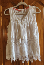 Altar’d State Sz Small S Sleeveless White Cotton Tunic Cutout Lace Babyd... - £13.39 GBP