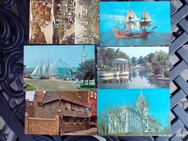 6 pcs VTG Ephemera Post Cards Augusta Boston Plymouth Providence mystic ct - £4.72 GBP