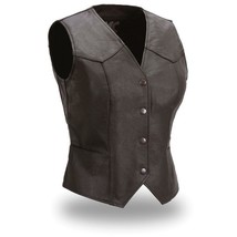 Women&#39;s Sweet Sienna Milled Hide Biker Vest With 2 Welt Hip Pockets by F... - £31.87 GBP+