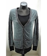 Miss Me Grey/Black Knit Cardigan Sweater-Long Sleeves w/Rhinestones - Wo... - $452.18 MXN
