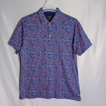 Bugatchi 8 Way Stretch Shirt Mens L Colorful Floral Short Sleeve OoohCot... - $35.43