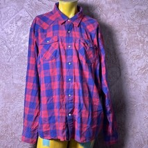 Vintage Wrangler Shirt Mens 3XL Red Plaid Pearl Snap Western Long Sleeve - $14.73