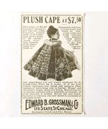 Edward Grossman Plush Cape 1897 Advertisement Victorian Fashion Chicago ... - €17,18 EUR
