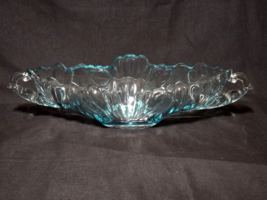 Vintage Jeannette Glass Banana Boat Gondola Blue Pattern Fruit Bowl - Unusual! - £37.39 GBP