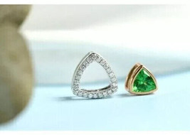 2Ct Trillion Cut Simulated Emerald Solitaire Pendant 14K Two-Tone Gold Finish - $89.09