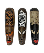 Zeckos Set Of 3 African Wildlife Wooden Wall Masks - £42.81 GBP