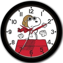 Round Plastic Decorative Wall 10&quot; Clock, P EAN Uts, Snoopy Dog, Black, Aw - £13.38 GBP