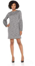 London Times Womens Long Sleeve Round Neck Shift Dress Grey, 12, NWT - £39.93 GBP