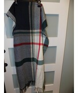 J. Crew Multi-Color Plaid Scarf Wrap Fringe 76 x 24 NWOT - €21,33 EUR