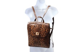 Women Handbag Alfani Circle Lock Snake Skin Design Backpack Brown 100101... - £38.68 GBP
